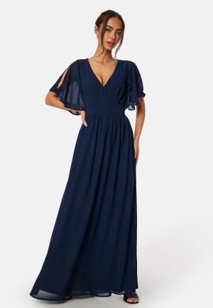 Bubbleroom Occasion Butterfly sleeve chiffon gown Navy 52