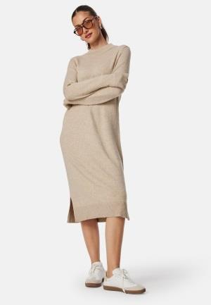 VILA Ril Crew Neck Midi Dress Natural Melange L