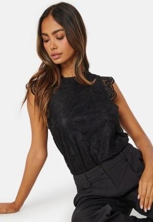 Pieces Olline SL Lace Top Black L