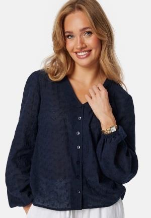 Happy Holly Broderie Anglaise V-Neck Blouse Navy 40/42