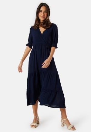 BUBBLEROOM Puff Sleeve Viscose Dress Dark blue L