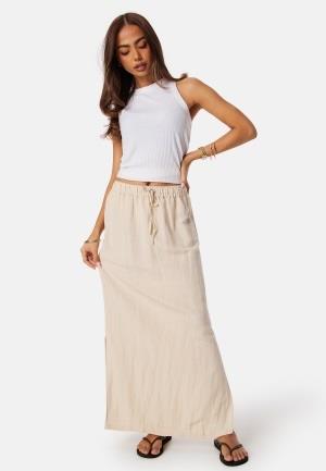 BUBBLEROOM Linen Blend Maxi Skirt Light beige S