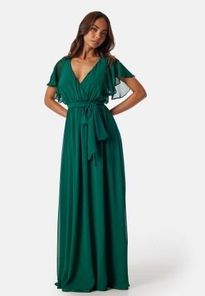 Goddiva Flutter Chiffon Maxi Dress Dark Green XS (UK8)