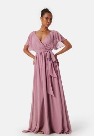 Goddiva Flutter Chiffon Maxi Dress Lavender S (UK10)