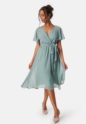 Goddiva Flutter Chiffon Midi Dress Dusty green XL (UK16)