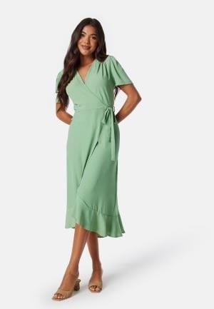 John Zack Short Sleeve Wrap Dress Sage Green XS (UK8)