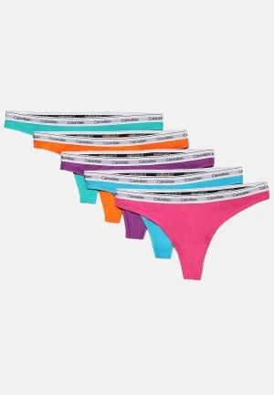 Calvin Klein 5 pack Thong Low Rise GRN/FCH FDR/DHL/BL A/VBRT ORG XS