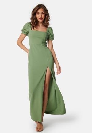 John Zack Puff Sleeve Maxi Dress With Split Sage Green XXS (UK6)