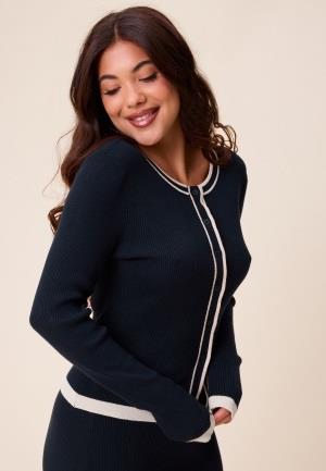 Happy Holly Contrast Knitted Cardigan Navy/Cream 36/38