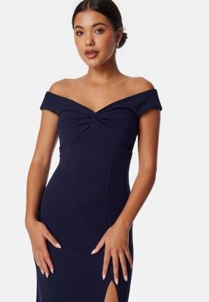 Bubbleroom Occasion Twist Off Shoulder Gown Dark blue 4XL