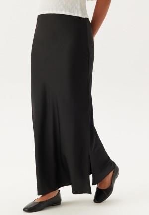 BUBBLEROOM Slit Satin Maxi Skirt Black 36