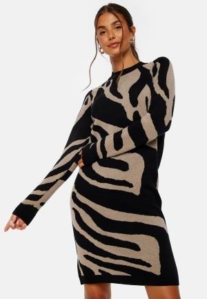 Object Collectors Item Ray L/S Knit Dress AOP Black AOP:Animal L