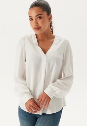 BUBBLEROOM V-neck Front Pleat Blouse White S