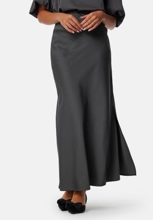 BUBBLEROOM Slit Satin Maxi Skirt Grey 46