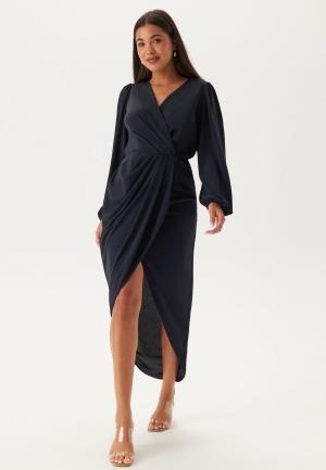 John Zack Balloon Sleeve Wrap Front Maxi Dress Navy XL (UK16)