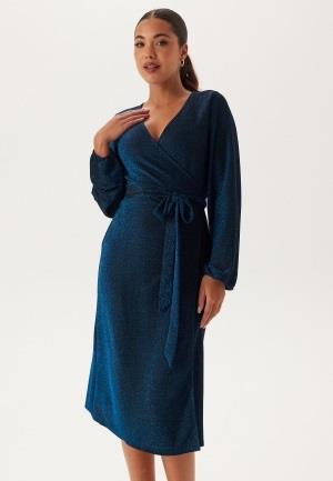 Happy Holly Sparkling Midi Wrap Dress Blue 32/34