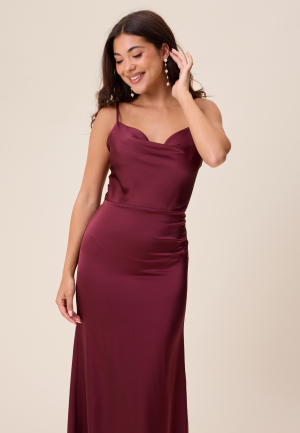 Bubbleroom Occasion Waterfall Satin Gown Wine-red 40