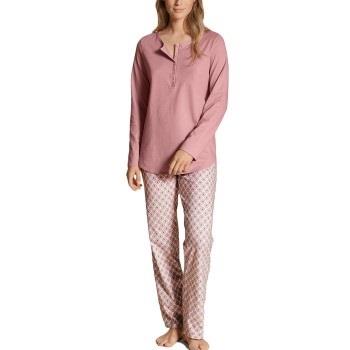 Calida Lovely Nights Pyjama Button Tab Rosa Mönstrad bomull Small Dam