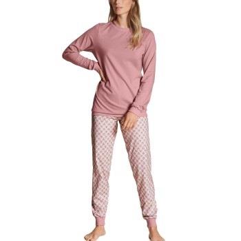 Calida Lovely Nights Pyjama With Cuff Rosa Mönstrad bomull Small Dam