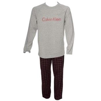 Calvin Klein Holiday PJ Woven LS Pant Set Grå/Röd bomull Medium Herr