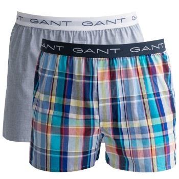 Gant Kalsonger 2P Cotton With Fly Boxer Shorts Ljusblå Rutig bomull La...