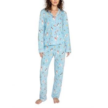 PJ Salvage Playful Prints Pyjama Ljusblå m Möns X-Large Dam