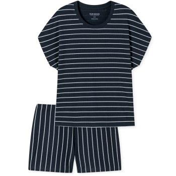 Schiesser Just Stripes Short Pyjamas Marin bomull 42 Dam