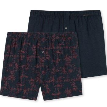 Schiesser Kalsonger 2P Fun Prints Boxer Shorts Marin/Röd  bomull Mediu...