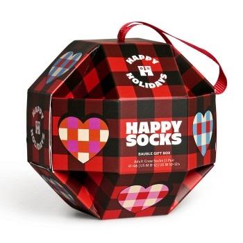 Happy Sock Bauble Sock Gift Set Strumpor Röd Mönstrad modal Strl 41/46