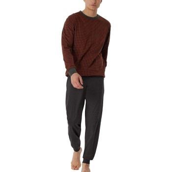 Schiesser Comfort Essentials Long Pyjamas Marin/Röd  bomull 50 Herr
