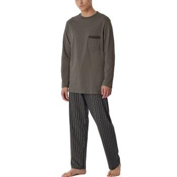 Schiesser Comfort Nightwear Long Pyjamas Brun Mönster bomull 48 Herr