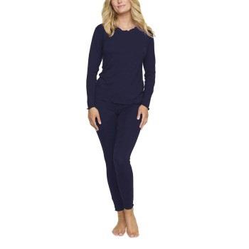 Damella Bamboo Plain Long Pyjamas Set Marin Bambu Medium Dam