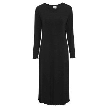 Damella Bamboo Plain Long Sleeve Nightdress Svart Bambu Medium Dam