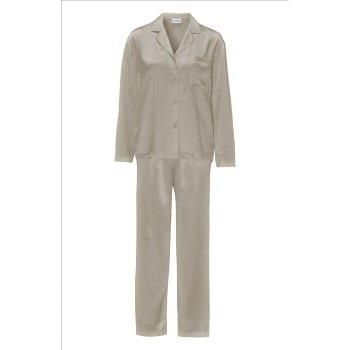 Damella Woven Silk Plain Pyjamas Set Nougat silke Small Dam