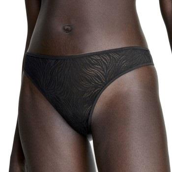 Calvin Klein Trosor Sheer Marquisette Lace Thong Svart polyamid Small ...