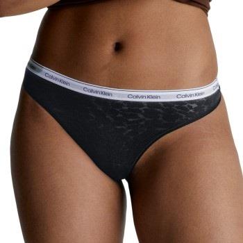 Calvin Klein Trosor Lace Thong Svart polyamid Small Dam