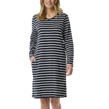 Schiesser Women Longsleeve Nightdress Blå/Vit bomull 40 Dam