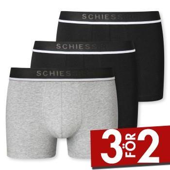 Schiesser Kalsonger 3P Organic Cotton Woven Boxer Brief Svart/Grå bomu...