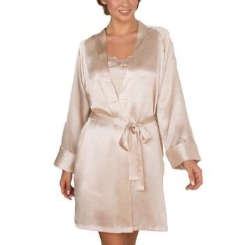 Lady Avenue Pure Silk Short Kimono Pärlvit silke XX-Large Dam