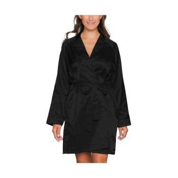 Lady Avenue Satin Short Kimono Svart Medium Dam