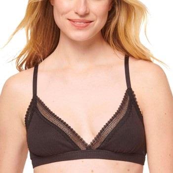 Sloggi BH GO Ribbed Lace Bralette Svart bomull X-Small Dam