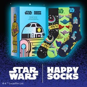 Happy socks Strumpor 3P Star Wars C-3PO And R2-D2 Gift Box Svart mönst...