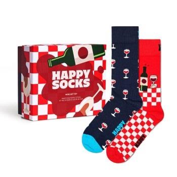 Happy socks Strumpor 2P Wine Gift Set Blå/Röd bomull Strl 41/46