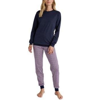 Calida Lovely Nights Pyjama With Cuff Marin/Röd  bomull Medium Dam