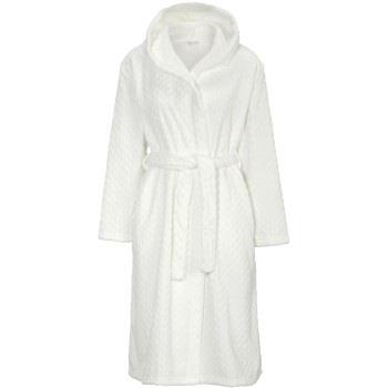 Damella Jaquard Fleece Hoodie Robe Vit polyester Small Dam