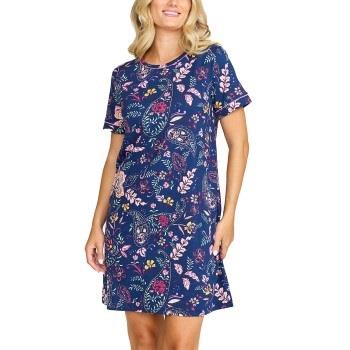 Damella Cotton Short Sleeve Nightdress Blå Mönstrad bomull Small Dam