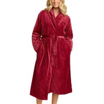 Damella Jaquard Fleece Dressing Gown Röd polyester Large Dam