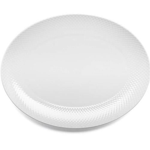 Lyngby Porcelæn - Rhombe Serveringsfat 35x26,5 cm Vit