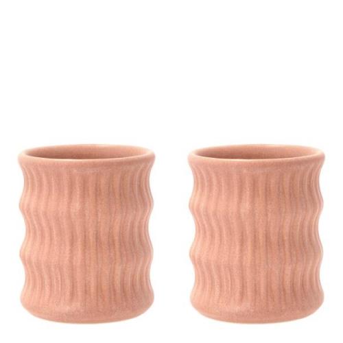 Villa Collection - Styles Mugg räfflat mönster 2-pack 30 cl Rosa