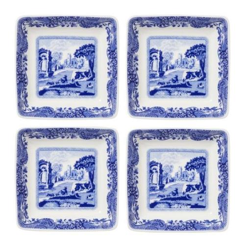 Spode - Blue Italian assiett fyrkantig 7,5 cm 4-pack blå/vit